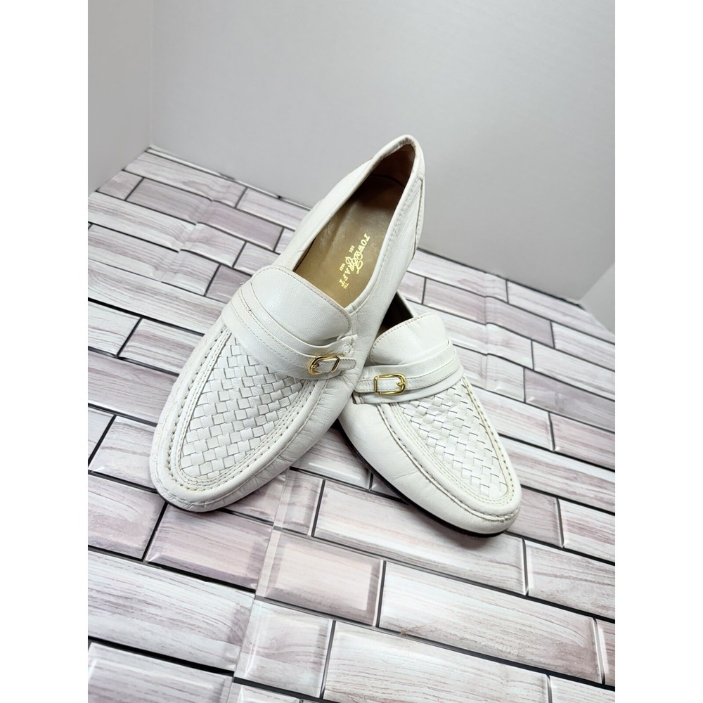 Town Craft Men's White Leather Dress Shoes Size 10